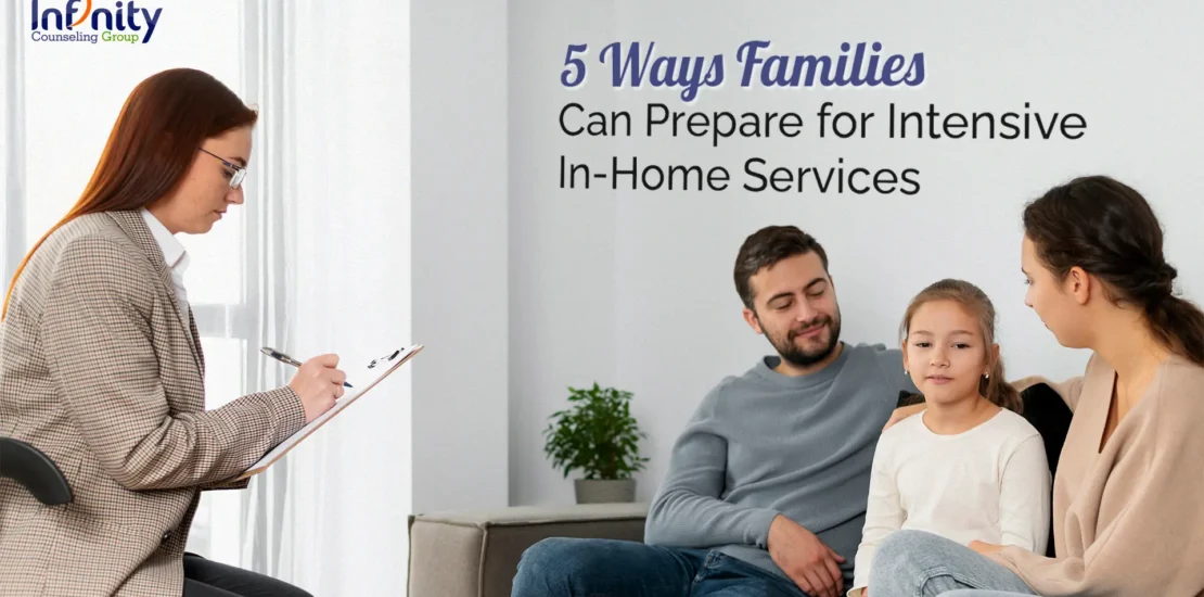 Family preparing for intensive in-home services therapy session